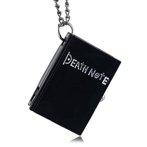Pocket Watches Death Note Black Book Shape Quartz Pocket Watches for Kids Pendant Necklace Small Xmas Gift