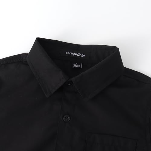 Spring&Gege Boys' Long Sleeve Dress Shirts Formal Uniform Poplin Solid3