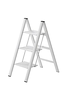 Hasegawa Ladders SJ2.0-3WH Slim Step Stepladder, White