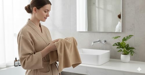 Image of Dribble Coral Fleece Microfiber Towel Set | Ultra Soft & Highly Absorbent Hand Towel + Bath Towel | 450 GSM Quick Dry Towels for Bathroom, Home, Gym & Travel (Pack of 2, Brown)