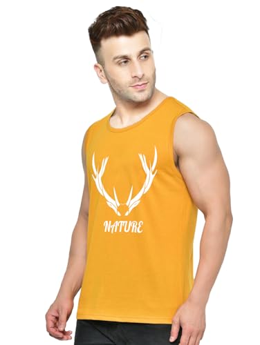 Image of Men's Sleeveless T-Shirt - 100% Pure Cotton, Nature Print - Comfortable Breathable Gym Tank Top