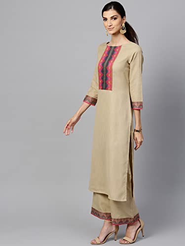 Image of INDO ERA Women's Pure Cotton Solid Straight Kurta Palazzo With Dupatta Set (CCCCC2277)