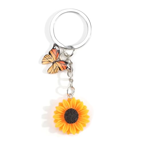 Tranbath Personalised Sunflower Keyring for Women Ideal Mum Gifts for Birthday Perfect for Friends Sisters Daughters Sentimental Inspirational Presents (sunflower1 S)