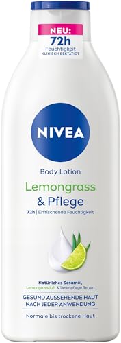 NIVEA Loción Corporal Lemongrass (400 ml), crema corporal con sésamo natural y fragancia de lemongrass, crema hidratante corporal para 72 horas de hidratación refrescante