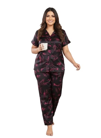 Women's Printed Night Suit Set | Soft & Breathable Shirt and Pyjama Set for Women | Stylish Relaxed Fit Sleepwear for Everyday Comfort | Perfect Lounge Wear for Home Travels