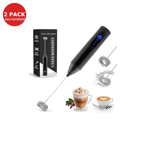 Image of Bonsenkitchen Rechargeable Milk Frother & Coffee Whisker with Dual Spring Tech |Coffee Frother Electric Blender Mixer |Hand Blender |Coffee Maker and Beater Electric (Black 2)