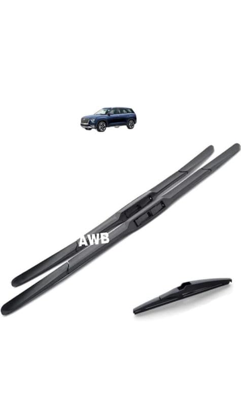 Image of AWB Hybrid Wiper Blades Front & Rear Compatible with Hyundai Alcazar (pack of 3)