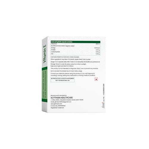 Image of GLIMLACH Vitamin E Capsule for Glowing Face, Skin and Hair Nutrition, Vitamin E Capsule Pack with Nutrient-Rich Formulation for Face Care, Skin Care and Hair Care (15 Capsules Each) (7)