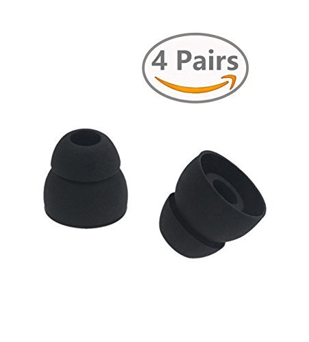 ALXCD Ear Tips Compatible with Powerbeats 2 Wireless Headphone, Medium Size 4 Pairs Double Flange Ear Tips, Eartips Compatible with Beats Powerbeats2 Wireless [Double-4 Pair](Black)