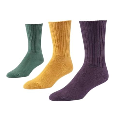 Maggie's Organic Cotton Crew Socks - 3 Pair - Eggplant/Gold/Teal - Medium