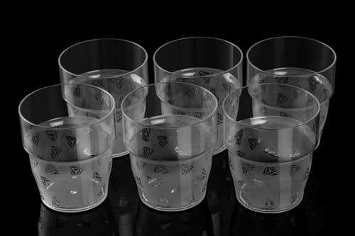 Image of Round Polycarbonate Unbreakable Drinking Glass Set of 6 (300 ml, Transparent) - Plastic Tumblers for Water, Juice, Beer & Cold Drinks | Reusable Glass for Home, Kitchen, Restaurant (PURESIP- Matte)