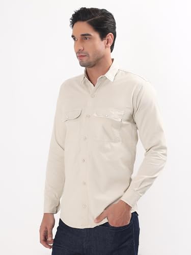 Image of Premium Men Plain Shirt Full Sleeve | Button Down Collar RFD Lightweight Fabric | Regular Fit Casual Wear Shirt with Double Pocket Design