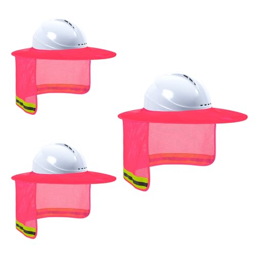 Image of Hard Hat Sun Shade, High Visibility Sun Visor Neck Shade with Reflective Strip, Hard Hat Accessories, Full Brim, 3 Pack Pink