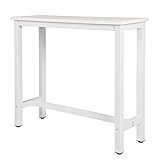 eSituro Mesa de Bar Mesa de Cafetería Mesa de Barra Mesa de Cocina Alta con Estructura de Metal 120x40x100cm Blanco SBST0398