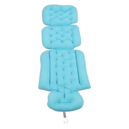 Ejoyous Oreiller de Baignoire Corps Entier, Tapis de Baignoire avec Oreiller Tapis à Bulles Oreiller de Baignoire Cou avec Ventouses Fortes Antidérapant Amovible Lavable (Blue)