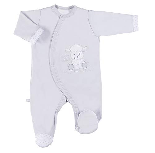 Preisvergleich Produktbild Eevi Newborn Baby Strampler - Mädchen Jungen Unisex - Langarm - Baumwolle - Strickerei - Füßchen - Grau - Größe 50