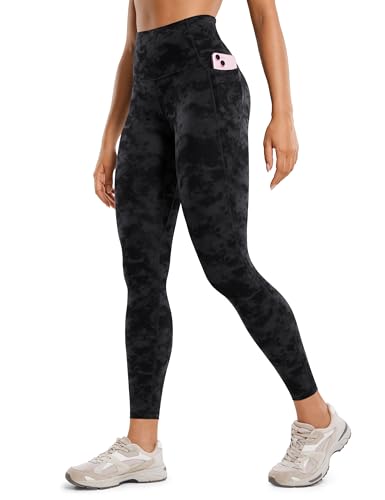 CRZ YOGA Butterluxe Workout Leggings För Kvinnor 25'- Gymyogabyxor Med Hög Midja Och Fickor Smörmjuka Tie Dye Smoke Ink S