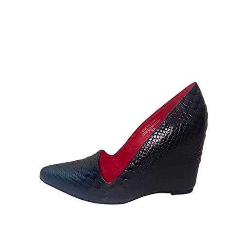 Authentic JC86 Jeffrey Campbell Cow Leather Black fish Wedge - 4 inch wedge - Women's Designer Shoes - Women's Fashion Shoes