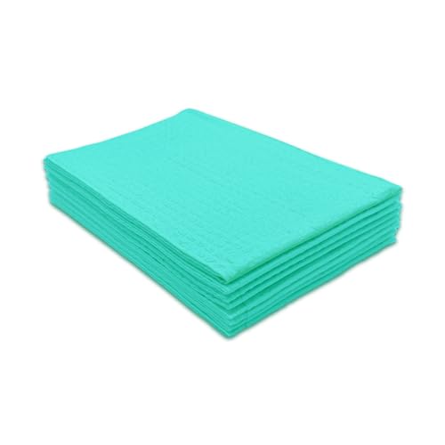 TIDI 917470 Choice Dental Bib, Teal, 3 Layers, 13” W x 18” L (Pack of 500) ― Disposable Dental Bibs ― Embossed ― 2-Ply Tissue ― Poly Back to Help Prevent Leak-Through ― Nail Towels ― Tattoo Bibs