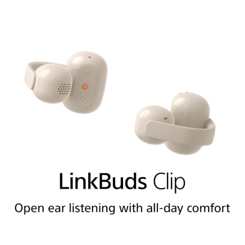 Image of Sony LinkBuds Clip Open-Ear Truly Wireless Earbuds, Comfortable & Secure Fit, Lightweight Clip-On Design, Touch Controls, Ambient Sound Awareness, Water Resistant, Up to 37 Hrs of Playback, Greige | Comfortable & Secure Fit, Lightweight, Touch Controls, Ambient Sound Awareness, IPX4 Water Resistant, Up to 37 Hrs of Battery