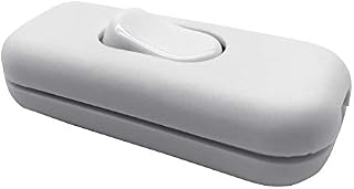 FUJIE Torpedo Switch 6Amp in-line Switch for Small Appliance or Lamp, White 2 or 3 Core 1 Pack