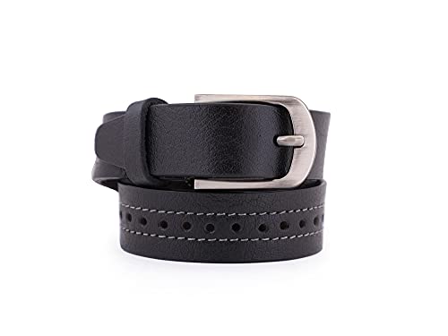 Image of Genuine Leather Belt for Kids, Black /Brown Colour Adjustable Belt with Metal Buckle, Belt for Formal, Casual & Jeans Wear, Waist 20-24-28-30 Inch 3|5|7|9|11 Yrs