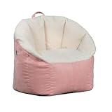 Big Joe Milano Bean Bag Chair, Oat Sherpa and Desert Rose Vegan Suede, Soft Polyester, 2.5 feet