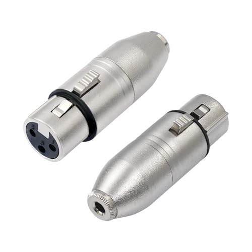 HUALEU 2Pack 1/8 TRS Female to 3Pin XLR Female Aduio Adapter,Balanced XLR to 3.5mm Converter for Mixer, Microphone, Power Amplifier