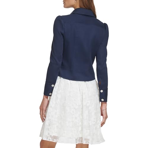 Image of DKNY Women's Cropped Button Front Long Sleeve Jacket