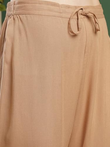 Image of BHARVITA Women's Cotton Blend Lucknowi Embroidered Chikankari Straight Kurta, with Pant Set