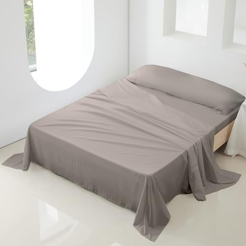 Sábanas 90x190 - Juego de Sábanas 3 Piezas - 100% Microfibra Suave y Transpirable - Sábana Bajera Ajustable, Encimera y Funda Almohada - Ropa de Cama Ligera (Gris)