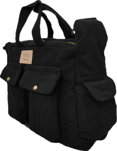 Image of ROUGH Canvas Cotton messenger bag.15'' Lap top. Large size 36x27x11 cm(12Ltr) Metal zipper closure. Allround pockets. Vintage look. Antique fittings.Sustainable