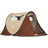 ポップアップテント ソロテント ワンタッチポップアップテント ワンタッチテント キャンプテント ワンタッチソロ 2人用 ドームテント ファミリー 四面通気 耐水3000mm 防風 防雨 防災 ツーリングテント 折りたたみ シンプルテント 組み立て簡単（ブラウン）