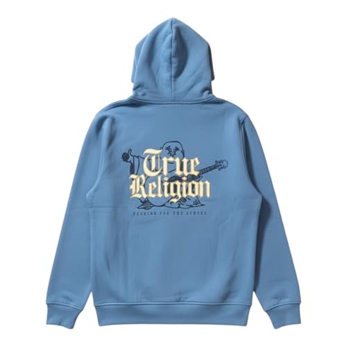 True Religion Men's Stitch Zip Hoodie in Coronet Blue 701037, Coronet Blue, L