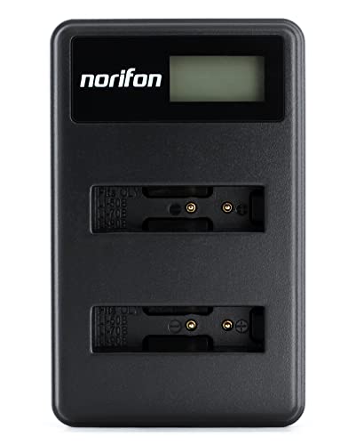 Norifon LI 50B Doble Canal LCD USB Cargador para Olympus D 750, SH 21, SP 800UZ, SP 810UZ, SP 815UZ, Stylus 1010, 1030SW, SZ 12, SZ 14, Tough TG 2, VR 340, VR 350, XZ 1 Cámara y Más