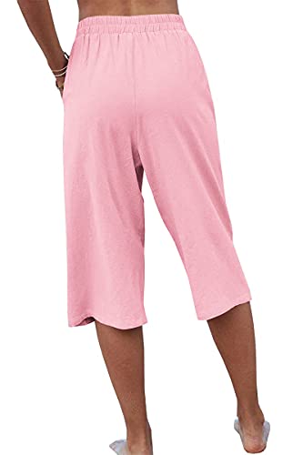 Image of Veatzaer Women's Elastic Waist 3 /4 Capri Harem Pants with Pockets Casual Loose Solid Yoga Trousers S-XXL