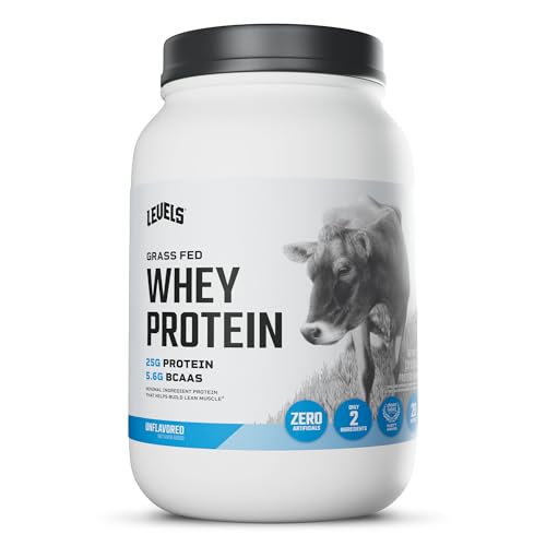 Levels Grass Fed Whey Protein Powder, No Artificials, 25G of Protein, Unflavored, 2LB