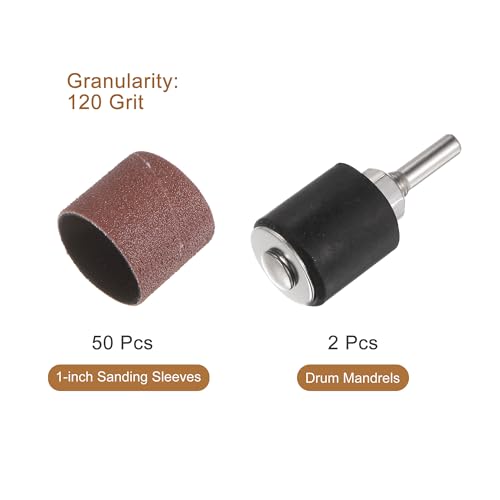 uxcell Conjunto de 50 peças de lixa de 2,5 cm de lixa de gramatura 120 com 2 peças de mandris de tam
