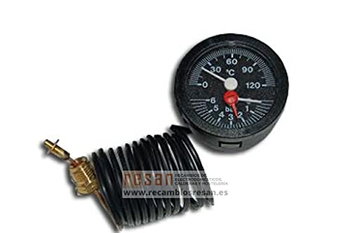 Thermomètre manomètre 0-120° et 0-6 bar pour contrôle de pression de chauffage