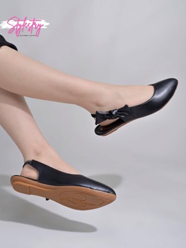 Image of Shoetopia Women's Pointed Toe Flats with Side Bow Stylish & Comfortable ||Slingback Ballet Shoes for Casual & Party Footwear