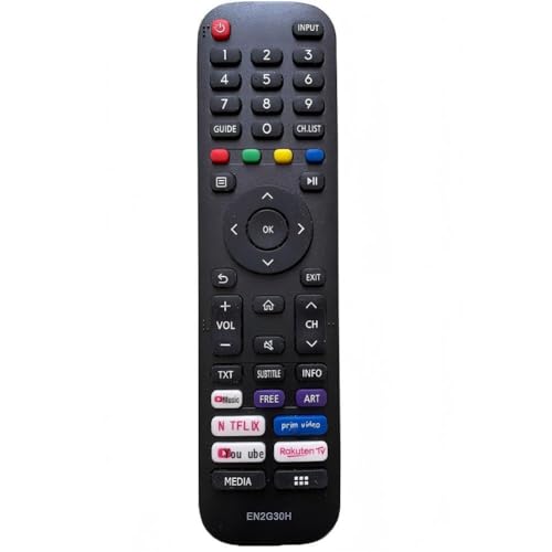 FYCJI Nuevo Control Remoto Alternativo Hisense EN2G30H para Hisense Smart TV LCD LED Ultra HD TV Control Remoto  Sin Configuración 43A7500F 43AE7210F 50A7300F 55A7320F 55A7340F 65A7320F 43A7340F
