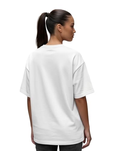 Image of Oversized French Terry Cotton T-Shirt - White | 240 GSM, inchdur reh inch Graphic Print