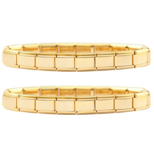 Two (2) of Goldtone Brushed Italian Charm Starter Bracelet