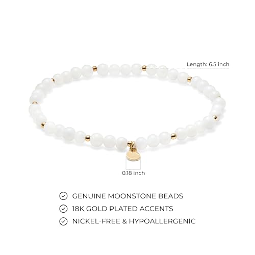MORGAN & PAIGE Bronze 18k Yellow Gold Plated Genuine Gemstones Stretch Bracelets for Women Trendy - Elegant Dainty Gold Beaded Bracelets for Women, 4mm Gemstone Beads Lightweight Adjustable 6.5 Inch3