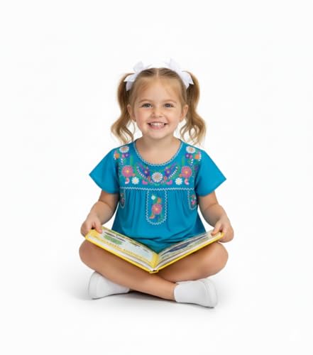 Image of unik Girls Cotton Embroidered Floral Blouse for Birthdays, Cultural Events, Cinco De Mayo