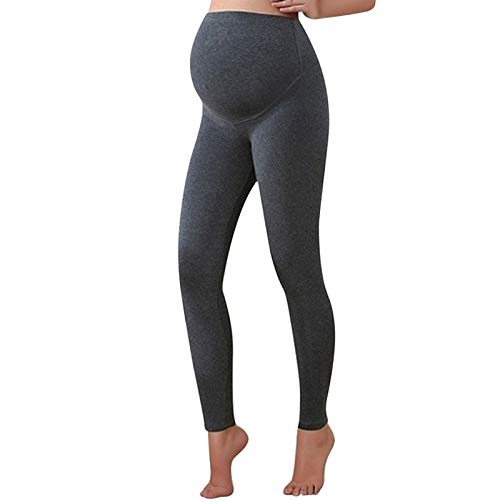 DRTWE Leggins Termicos,Alta Cintura Estiramiento Embarazo Oscuro Gris Caliente Leggings Invierno Otoño Mujer Pantalones Cálido Sólido Ropa De Embarazo para Mujeres Embarazadas, XL