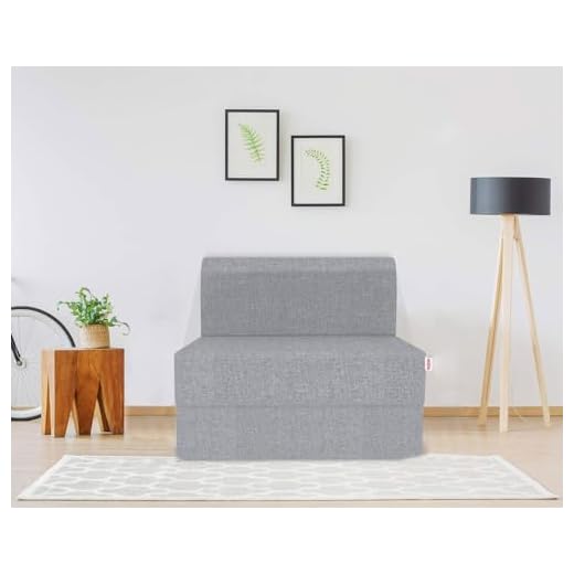 Coirfit Folding Sofa Cum Bed - Perfect for Guests - Jute Fabric Washable Cover - Grey | 3' X 6' Feet