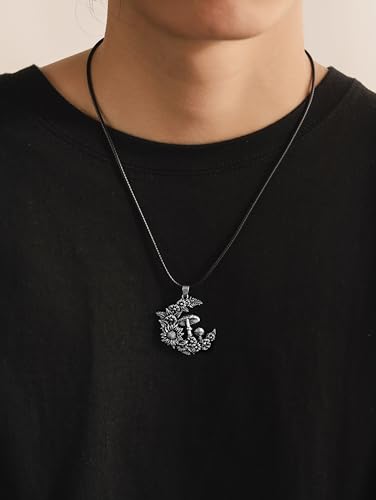 HAQUIL Mushroom Crescent Moon Necklace Simulation Moon Mushroom Pendant Choker for Vegetables Jewelry4