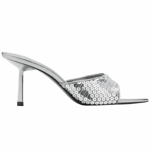 Image of YIYA Women's Open Pointed Peep Toe Mules Kitten Heels Stiletto High Heels Slide Sandals Summer Slip On Backless Dress Spring Summer Pumps Shoes