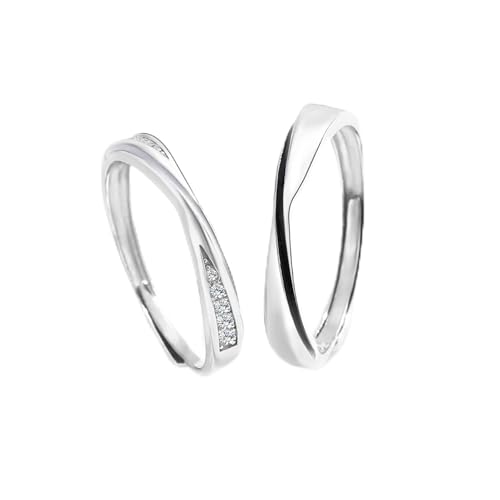 Bague de fiançailles argent 925 femme et alliance homme aux finitions croisées haut de gamme
